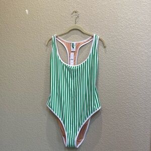J CREW NWT green striped one piece swimsuit | sz 18